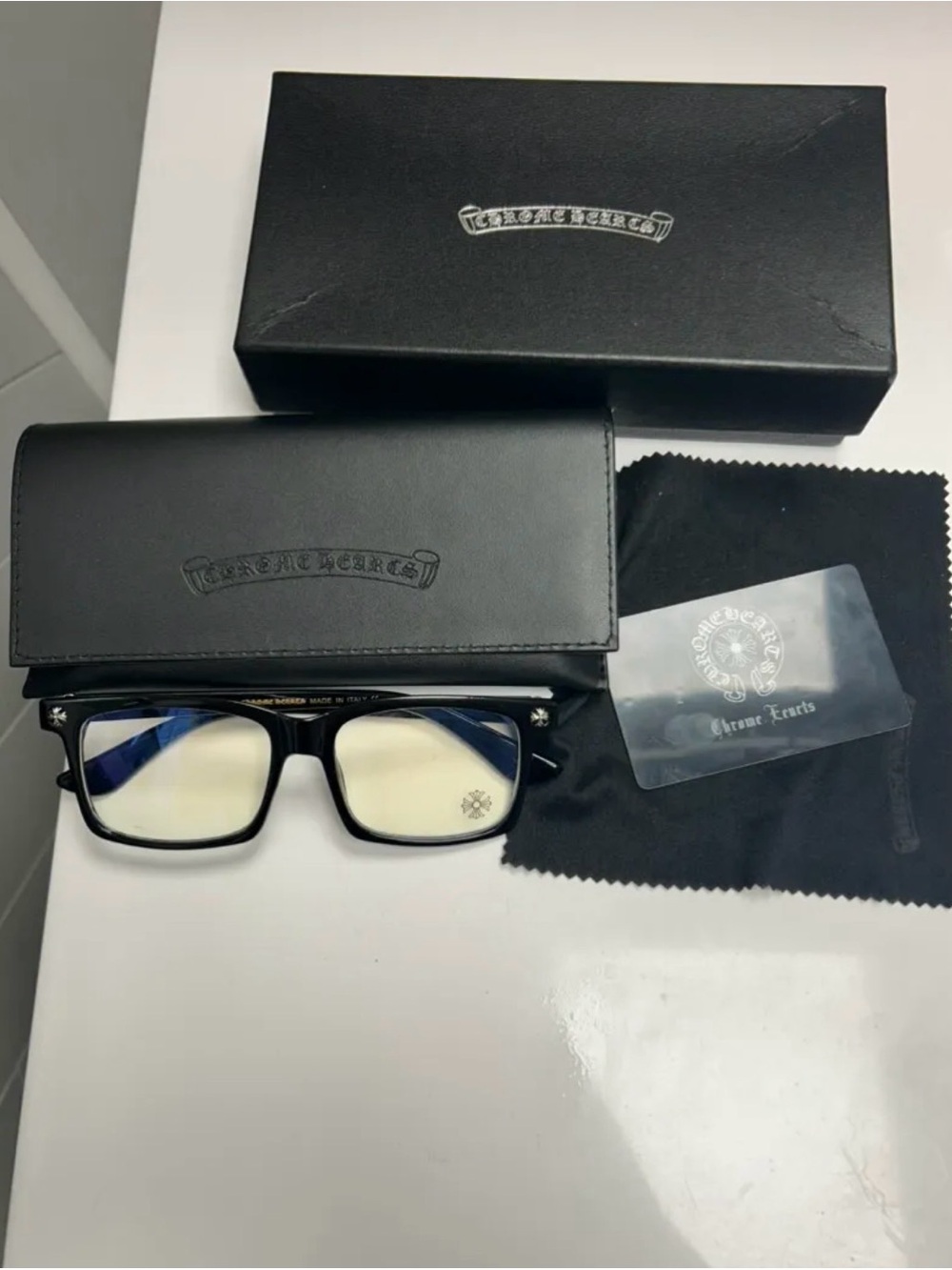 Chrome hearts black clear lens glasses